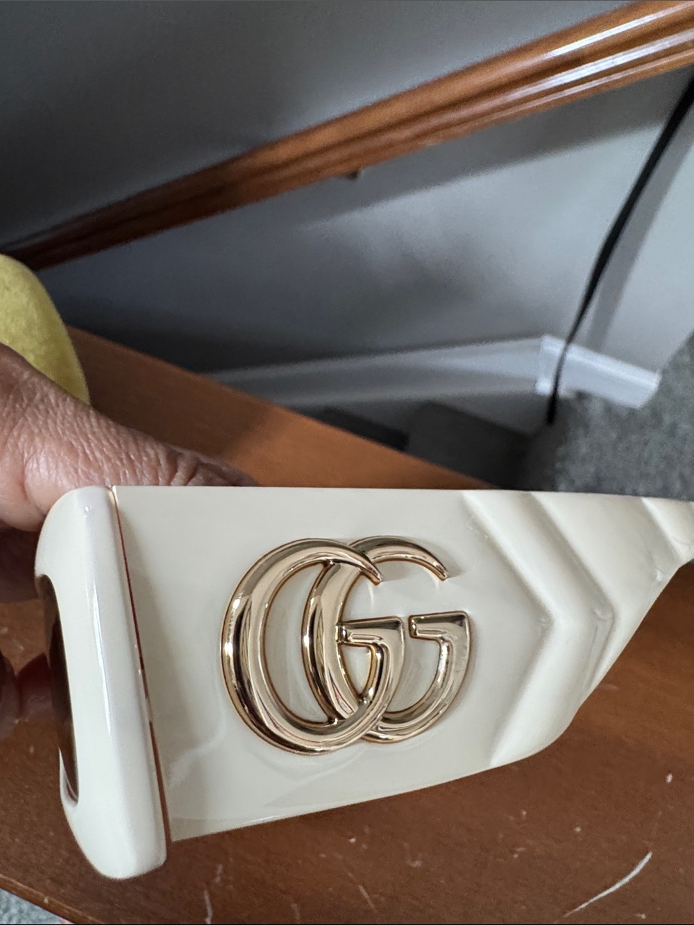 Authentic Gucci Cream Sunglasses with Gold Double-G Accents - Picture 13 of 17